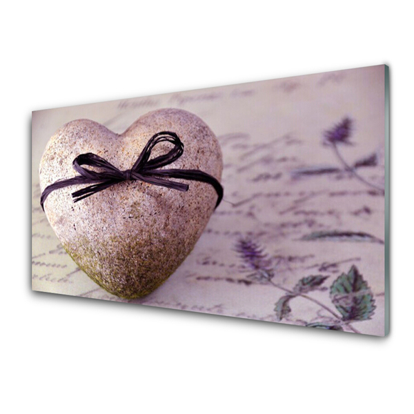 Glass Print Heart art grey gold