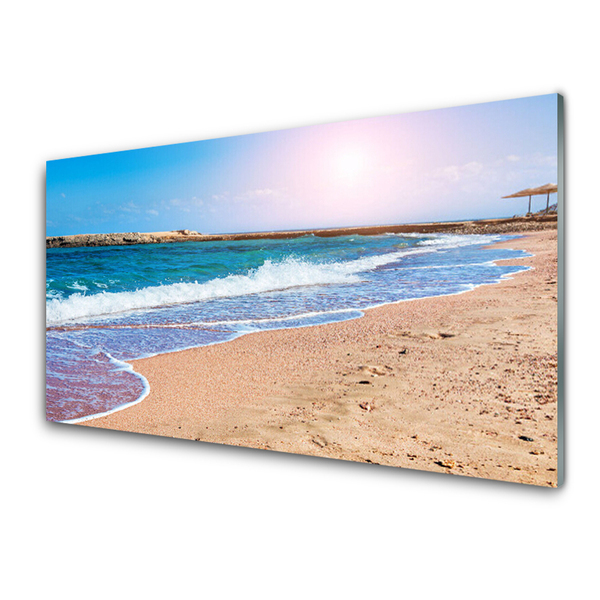 Glass Print Ocean beach landscape blue brown