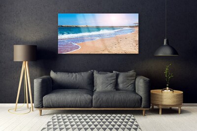 Glass Print Ocean beach landscape blue brown