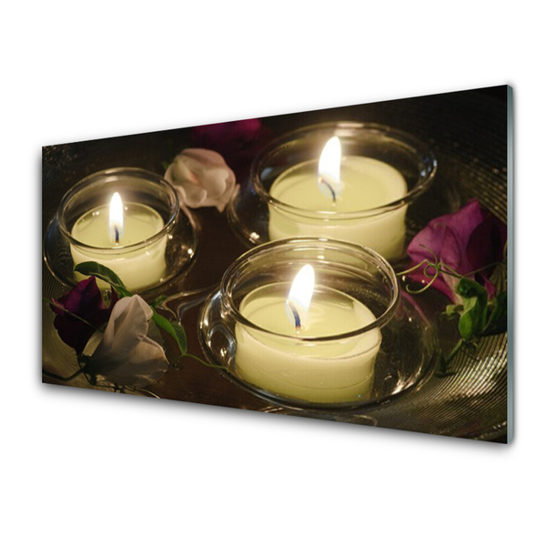 Glass Print Candles art grey green