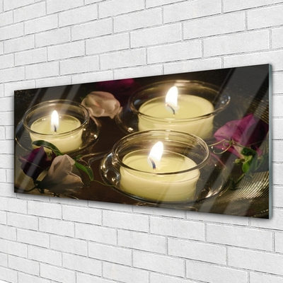 Glass Print Candles art grey green