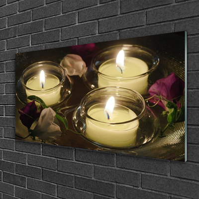 Glass Print Candles art grey green