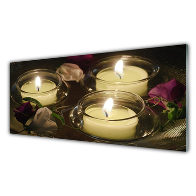 Glass Print Candles art grey green