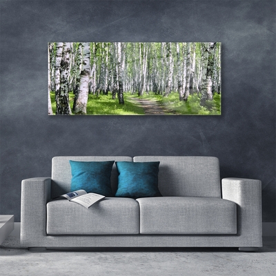 Glass Print Forest footpath nature green brown white black