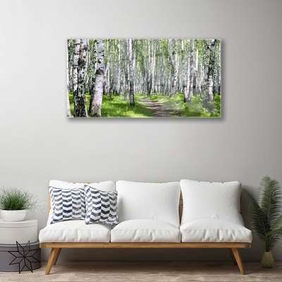 Glass Print Forest footpath nature green brown white black