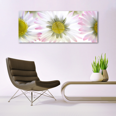 Glass Print Daisy floral green grey white