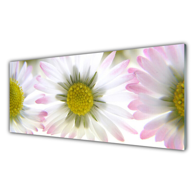 Glass Print Daisy floral green grey white