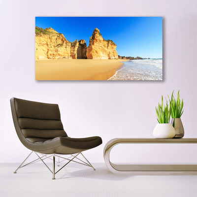 Glass Print Ocean beach landscape yellow blue