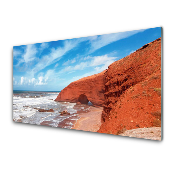 Glass Print Sea landscape blue brown