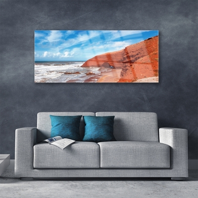 Glass Print Sea landscape blue brown