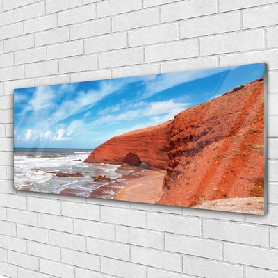 Glass Print Sea landscape blue brown