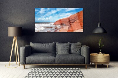 Glass Print Sea landscape blue brown