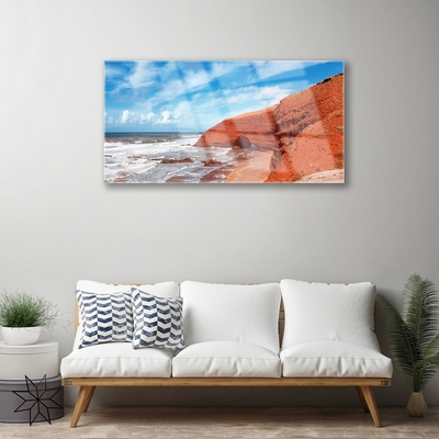 Glass Print Sea landscape blue brown