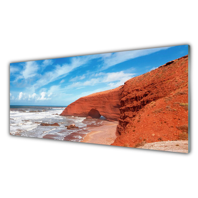 Glass Print Sea landscape blue brown