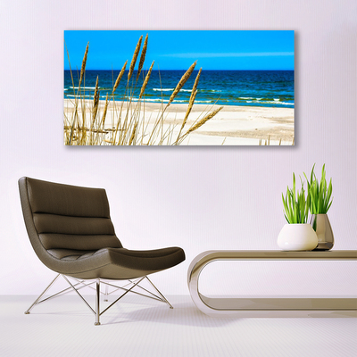 Glass Print Ocean beach landscape brown blue