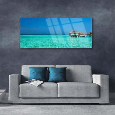 Glass Print Sea landscape blue