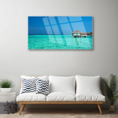 Glass Print Sea landscape blue