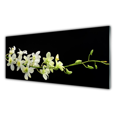 Glass Print Flowers floral white green