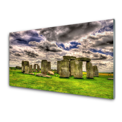 Glass Print Stones landscape grey green