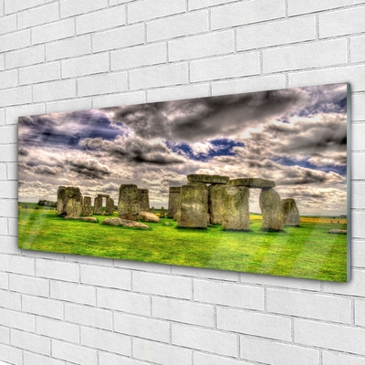 Glass Print Stones landscape grey green