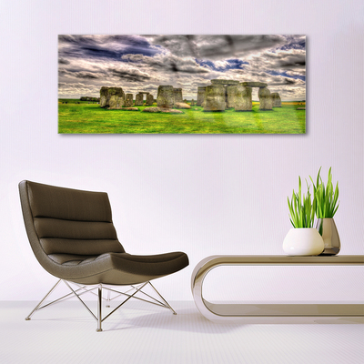 Glass Print Stones landscape grey green