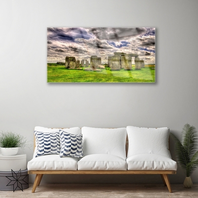 Glass Print Stones landscape grey green