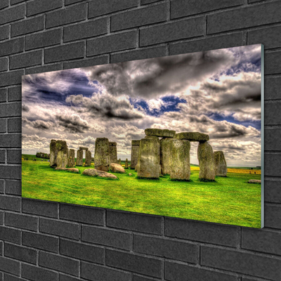 Glass Print Stones landscape grey green