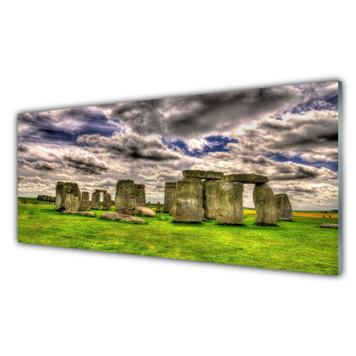 Glass Print Stones landscape grey green