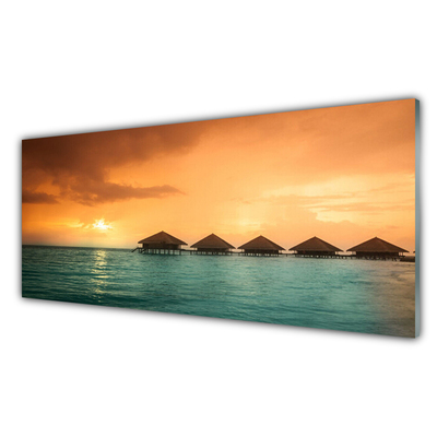 Glass Print Sea sun landscape blue yellow