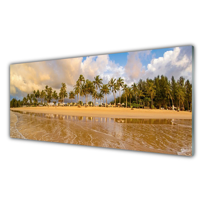 Glass Print Beach landscape yellow green