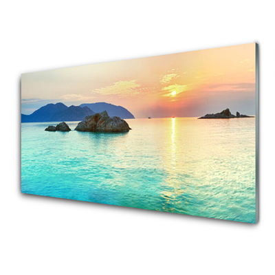 Glass Print Sea landscape blue