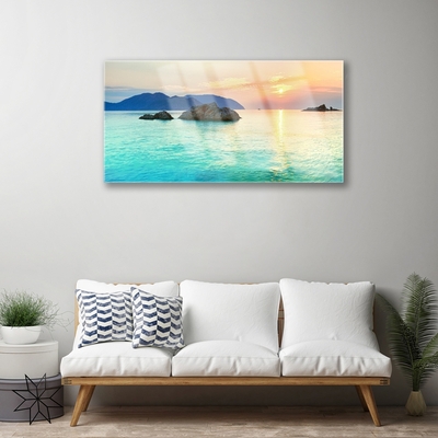 Glass Print Sea landscape blue