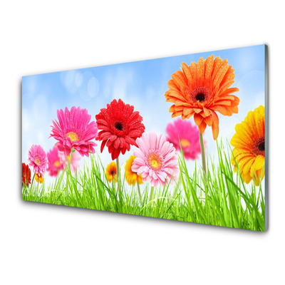 Glass Print Flowers grass floral multi