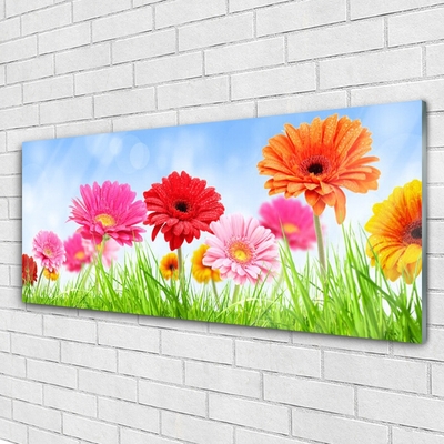 Glass Print Flowers grass floral multi