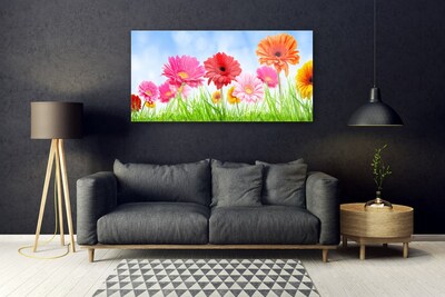 Glass Print Flowers grass floral multi