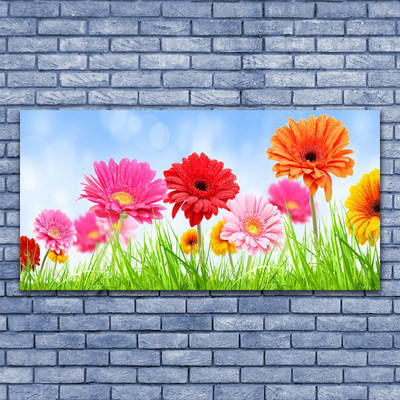 Glass Print Flowers grass floral multi