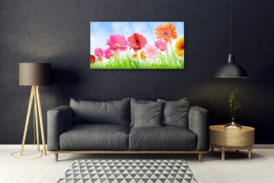 Glass Print Flowers grass floral multi