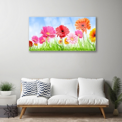 Glass Print Flowers grass floral multi