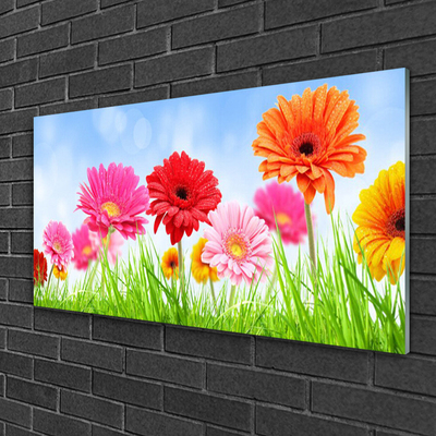 Glass Print Flowers grass floral multi