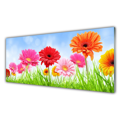 Glass Print Flowers grass floral multi