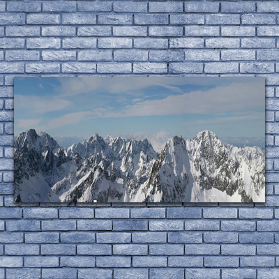 Glass Print Mountains landscape grey white