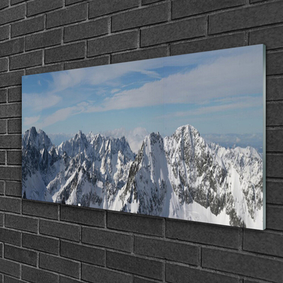 Glass Print Mountains landscape grey white