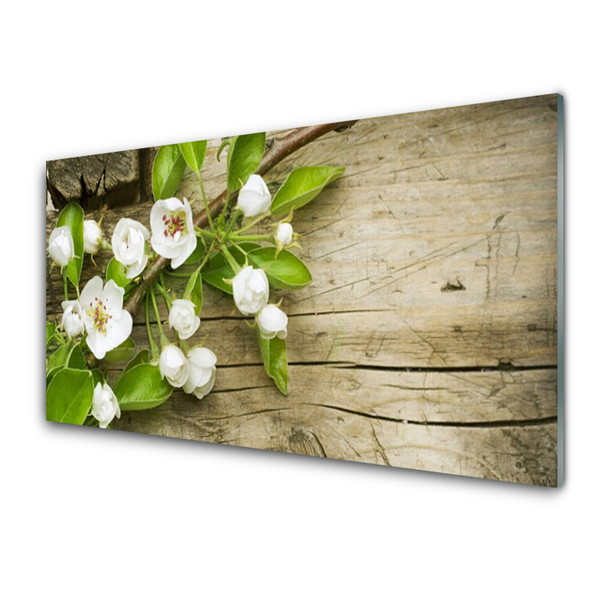 Glass Print Flowers floral white green