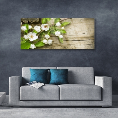 Glass Print Flowers floral white green