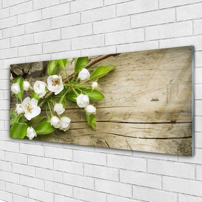 Glass Print Flowers floral white green