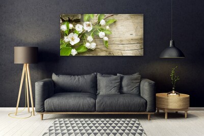 Glass Print Flowers floral white green