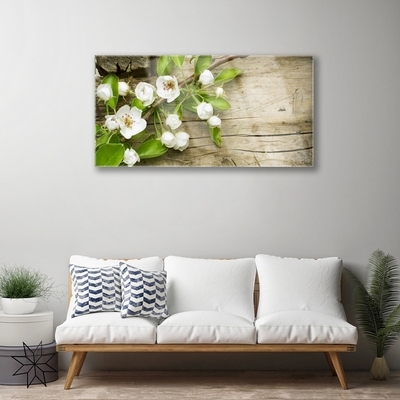 Glass Print Flowers floral white green