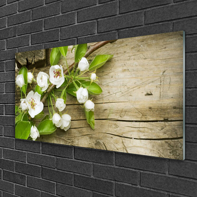 Glass Print Flowers floral white green