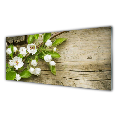 Glass Print Flowers floral white green