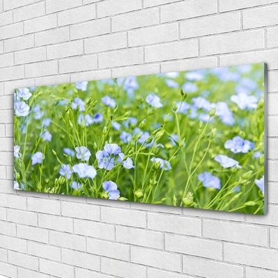 Glass Print Flowers grass nature purple green